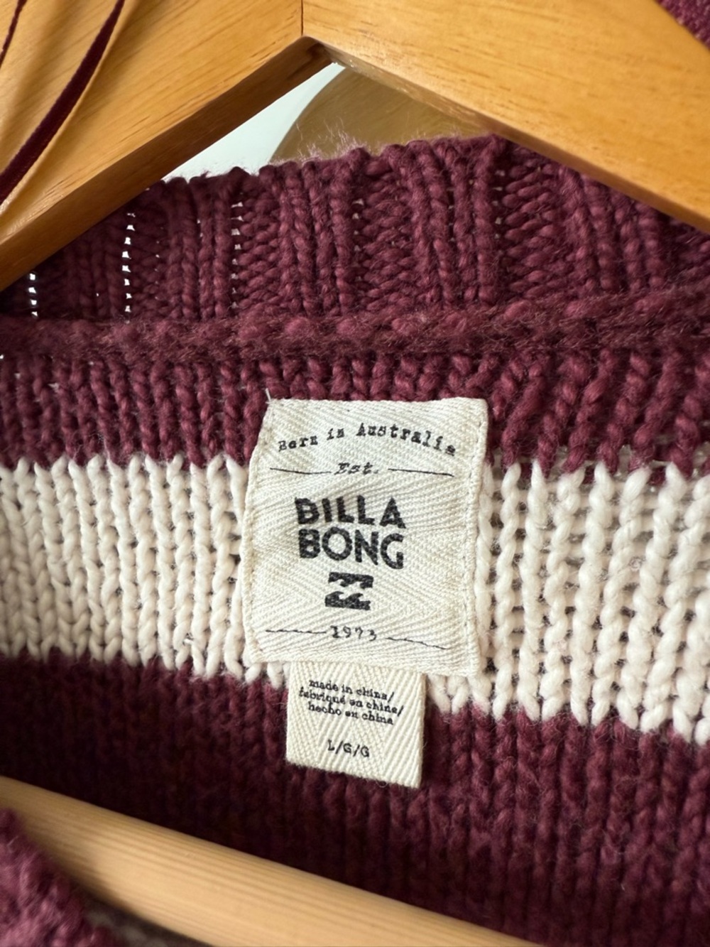 Billabong Striped Cropped Knobby Knit Sweater Size Large - Picture 3 of 6